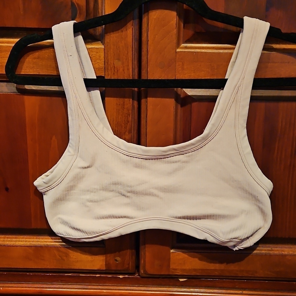PINK by Victoria's Secret Pale Pink Ribbed Sports Bra, Sz L